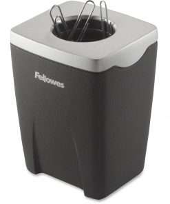 Office Suites&trade; Paper Clip Cup - 3.3" x 2.4" x 2.2" x - 1 Each - Black, Silver