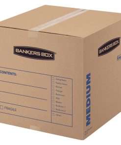 Fellowes SmoothMove Basic Medium Moving Boxes - Internal Dimensions: 18" Width x 18" Depth x 16" Height - External Dimensions: 18.3" Width x 18.3" Depth x 16.4" Height - Medium Duty - Corrugated - Kraft, Black - Recycled - 20 / Carton