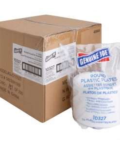 Genuine Joe Round Plastic Plates - Disposable - Plastic Body - 1000 / Carton