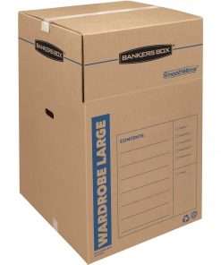 Fellowes SmoothMove Wardrobe Box, Large - Internal Dimensions: 24" Width x 24" Depth x 40" Height - External Dimensions: 24.4" Width x 24.4" Depth x 40.3" Height - Kraft, Green - For Apparel - Recycled - 3 / Carton
