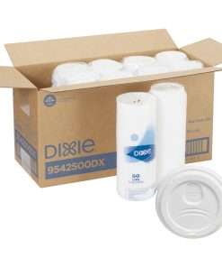 Dixie Large Hot Cup Lids by GP Pro - Dome - Plastic - 10 / Carton - 50 Per Pack - White