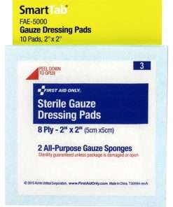 First Aid Only Sterile Gauze Dressing Pads - 8 Ply - 2" x 2" - 10/Pack - White