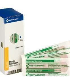 First Aid Only 3" Plastic Bandages - 0.75" x 3" - 25/Box - Beige