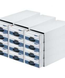 Fellowes Stor/Drawer Steel Plus Card Storage Drawer - Internal Dimensions: 9.25" Width x 23.25" Depth x 5.63" Height - External Dimensions: 10.5" Width x 25.3" Depth x 6.5" Height - Medium Duty - Stackable - Steel, Plastic - Blue, White - For Card - Recycled - 12 / Carton