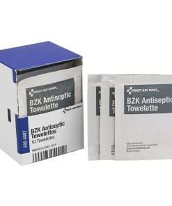 First Aid Only BZK Antiseptic Towelettes - 4.75" x 7.75" - 10/Box - White