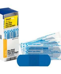 First Aid Only Visible Metal Detectable Bandages - 1" x 3" - 1Each - 25 Per Box - Blue