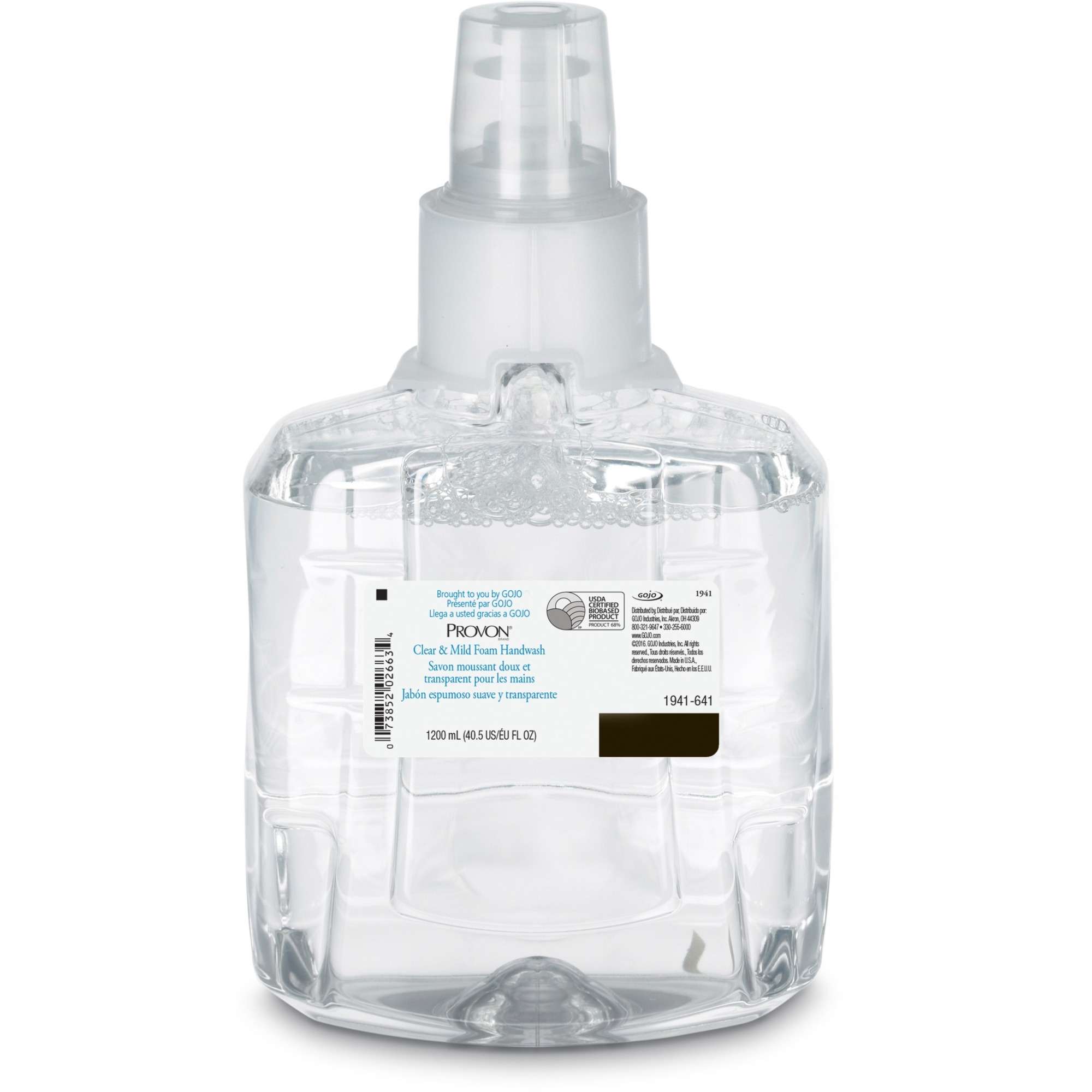 Provon LTX-12 Refill Clear & Mild Foam Handwash - Fresh Fruit Scent - 40.6 fl oz (1200 mL) - Pump Bottle Dispenser - Kill Germs - Skin, Hand - Clear - Rich Lather, Fragrance-free, Dye-free - 1 Each