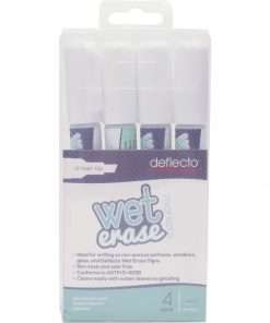 Deflecto Wet Erase Markers - Fine, Bold Marker Point - Chisel Marker Point Style - White - 4 / Pack