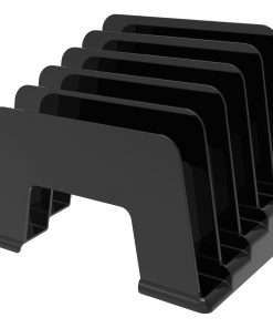 Deflecto Sustainable Office Small Incline Sorter - 5 Compartment(s) - 6" Height x 8" Width x 5.5" Depth - Desktop - Sturdy - 30% Recycled - Black - Plastic - 1 Each