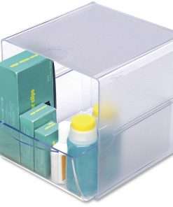 Deflecto Stackable Cube Organizer - 1 Drawer(s) - 6" Height x 6" Width x 7.2" Depth - Stackable, Removable Drawer, Removable Divider, Sturdy - Clear - Plastic - 1 Each