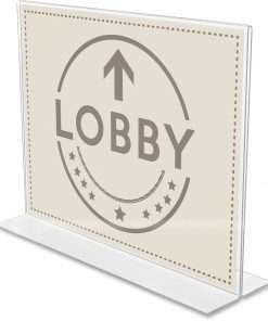 Deflecto Anti-Glare Double-sided Sign Holder - Landscape - 8.7" x 11.1" x 3.3" x - Acrylic - 1 Each - Clear - Anti-glare, Scratch Resistant, Durable, Double-sided, Heavy Duty