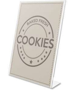 Deflecto Anti-Glare Slanted Sign Holder - Portrait - 11" x 8.5" x 2.5" x - Acrylic - 1 Each - Clear - Anti-glare, Scratch Resistant, Durable, Heavy Duty, Double-sided