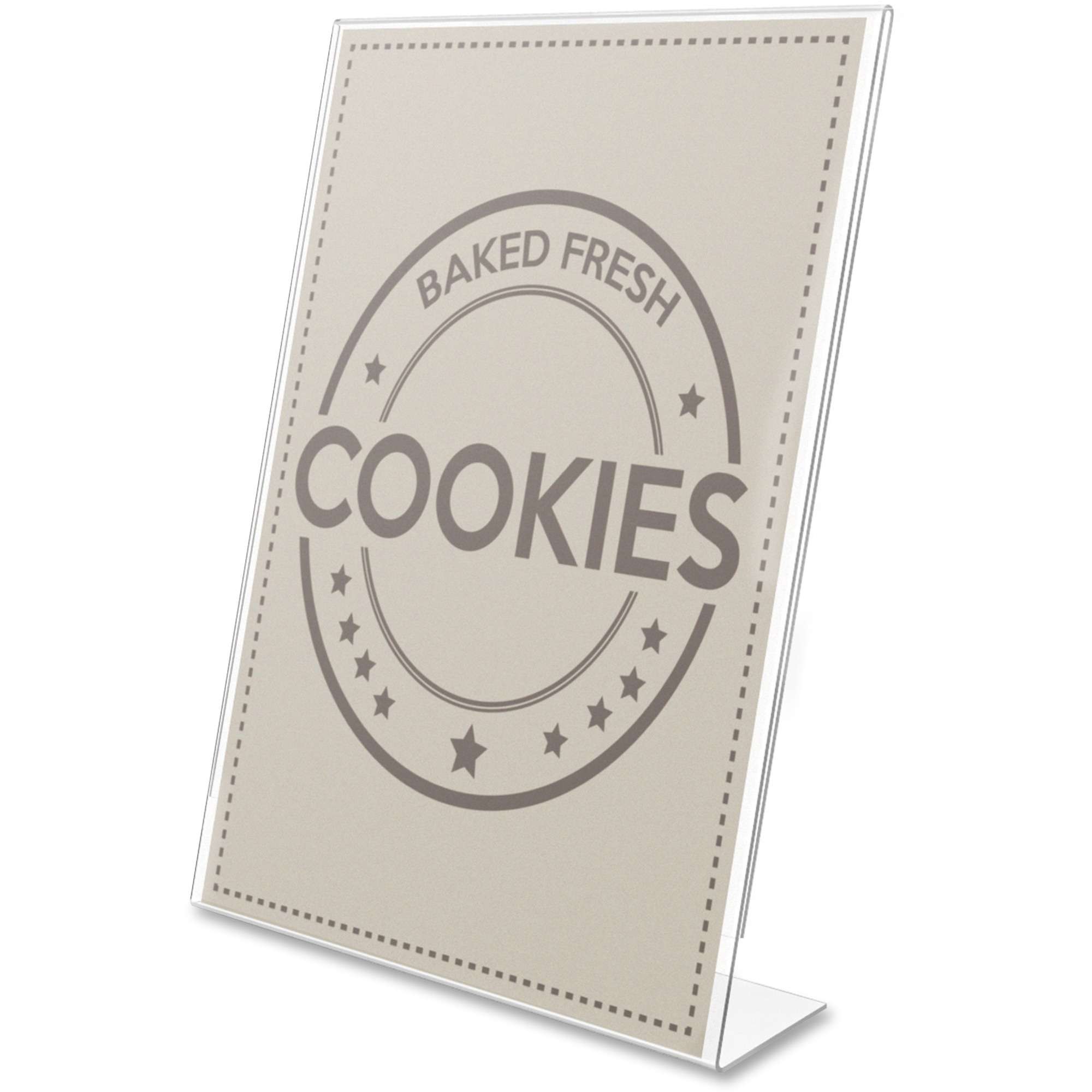 Deflecto Anti-Glare Slanted Sign Holder - Portrait - 11" x 8.5" x 2.5" x - Acrylic - 1 Each - Clear - Anti-glare, Scratch Resistant, Durable, Heavy Duty, Double-sided