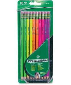 Ticonderoga Bright Neon No. 2 Pencils - #2 Lead - Graphite Lead - Neon Purple Wood, Neon Pink, Neon Green, Neon Orange, Neon Yellow Barrel - 10 / Pack