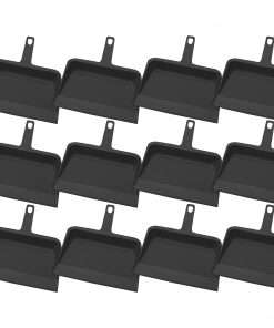 Genuine Joe Heavy-duty Plastic Dust Pan - 12" Wide - Plastic - Black - 12 / Carton