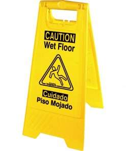 Genuine Joe Universal Graphic Wet Floor Sign - 1 Each - Wet Floor Print/Message - Foldable - Yellow