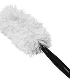 Genuine Joe White & Green Microfiber Duster - 10" Handle Length - 1 Each - White, Green