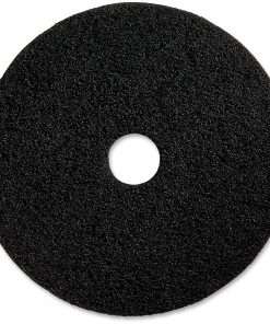 Genuine Joe Black Floor Stripping Pad - 19" Diameter - 5/Carton x 19" Diameter x 1" Thickness - Stripping, Floor - 175 rpm to 350 rpm Speed Supported - Resilient, Heavy Duty, Flexible, Dirt Remover, Long Lasting, Abrasive, Rotate - Fiber, Resin - Black