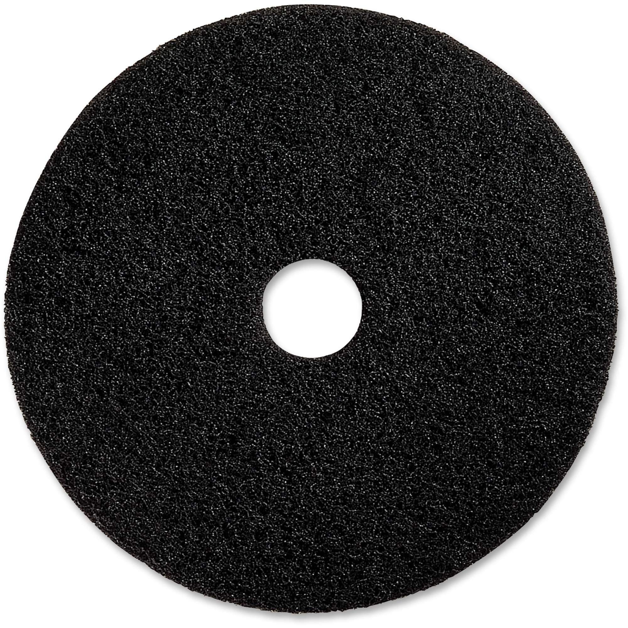 Genuine Joe Black Floor Stripping Pad - 20" Diameter - 5/Carton x 20" Diameter x 1" Thickness - Stripping, Floor - 175 rpm to 350 rpm Speed Supported - Resilient, Heavy Duty, Flexible, Dirt Remover, Long Lasting, Abrasive, Rotate - Fiber, Resin - Black
