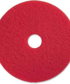 Genuine Joe Red Buffing Floor Pad - 17" Diameter - 5/Carton x 17" Diameter x 1" Thickness - Buffing, Scrubbing, Floor - 175 rpm to 350 rpm Speed Supported - Flexible, Resilient, Rotate, Dirt Remover - Fiber - Red