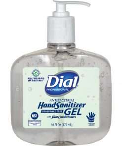 Dial Professional Hand Sanitizer - 16 fl oz (473.2 mL) - Pump Bottle Dispenser - Kill Germs, Bacteria Remover - Hand - Clear - Fragrance-free, Dye-free - 8 / Carton