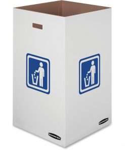 Bankers Box Waste & Recycling Bins - Internal Dimensions: 18" Width x 18" Depth x 30" Height - External Dimensions: 18.4" Width x 18.4" Depth x 30.4" Height - 42 gal - Corrugated Paper - White, Blue - Recycled - 10 / Carton