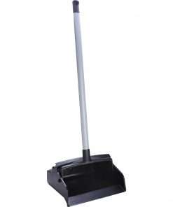 Genuine Joe Lobby Dust Pan - 12" Wide - 30" Handle - Plastic - Black - 1 Each