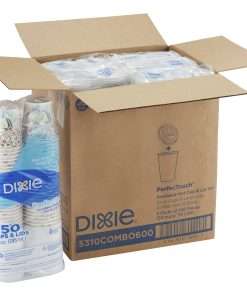 Dixie PerfecTouch Insulated Paper Hot Coffee Cup & Lid Sets by GP Pro - 50 - 10 fl oz - 6 / Carton - White - Coffee, Hot Drink