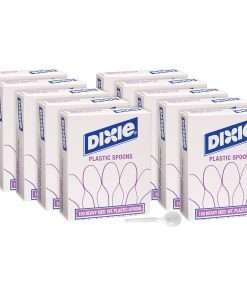 Dixie Heavy Medium-weight Disposable Soup Spoons Grab-N-Go by GP Pro - 100 / Box - 1000 Piece(s) - 1000/Carton - Soup Spoon - 1000 x Soup Spoon - General Purpose - Plastic - White