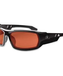 Ergodyne Skullerz Odin Copper Lens Safety Glasses - Durable, Flexible, Non-slip, Scratch Resistant, Anti-fog, Perspiration Resistant, Comfortable - Ultraviolet Protection - Black - 1 Each