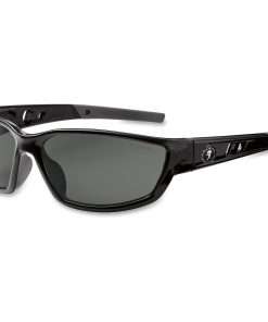Ergodyne Kvasir Smoke Lens Safety Glasses - Durable, Flexible, Non-slip, Scratch Resistant, Perspiration Resistant, Lightweight, Comfortable - Ultraviolet Protection - Black - 1 Each