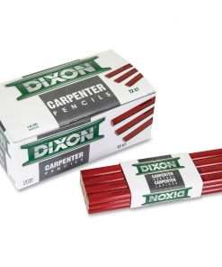 Dixon Economy Flat Carpenter Pencils - Medium Point - Red Lead - 1 Dozen