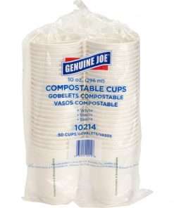 Genuine Joe Eco-friendly Paper Cups - 10 fl oz - 50 / Pack - White - Paper - Coffee, Tea, Hot Chocolate