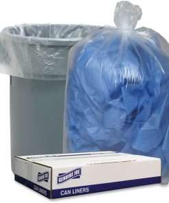 Genuine Joe Low Density Can Liners - 60 gal Capacity - 38" Width x 58" Length - 1.75 mil (44 Micron) Thickness - Low Density - Clear - 100/Carton