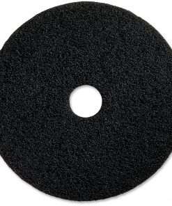Genuine Joe Black Floor Stripping Pad - 14" Diameter - 5/Carton x 14" Diameter x 1" Thickness - Floor, Stripping - 175 rpm to 350 rpm Speed Supported - Heavy Duty, Dirt Remover, Flexible, Long Lasting, Abrasive, Rotate - Resin, Fiber - Black