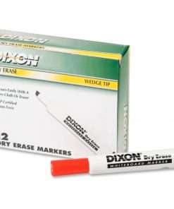 Ticonderoga Dry Erase Whiteboard Markers - Broad, Fine Marker Point - Wedge Marker Point Style - Red - 1 Dozen