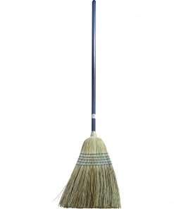 Genuine Joe Lightweight Broom - Corn Fiber Bristle - Lacquered Wood Handle - 1 Each - Natural