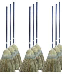 Genuine Joe Light Duty Broom - Corn Fiber Bristle - Lacquered Wood Handle - 12 / Carton - Natural
