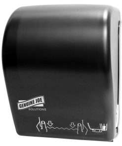 Genuine Joe Solutions Touchless Hardwound Towel Dispenser - Touchless, Hardwound Roll - Black - Touch-free, Anti-bacterial - 1 Each