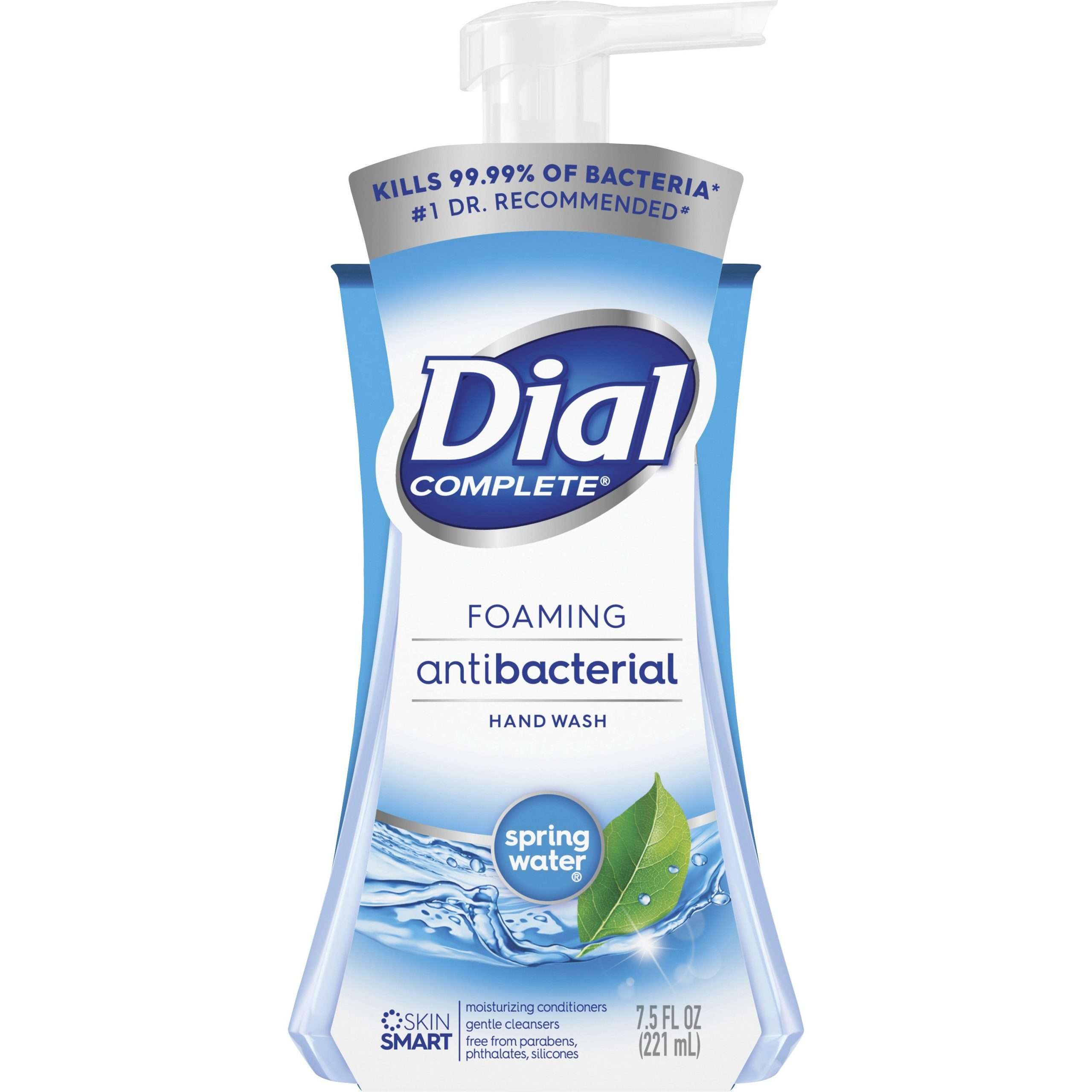 Dial Complete Spring Water Foaming Soap - Spring Water Scent - 7.5 fl oz (221.8 mL) - Pump Bottle Dispenser - Kill Germs - Hand - Blue - 8 / Carton