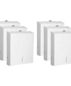 Genuine Joe C-Fold/Multi-fold Towel Dispenser Cabinet - C Fold, Multifold Dispenser - 13.5" Height x 11" Width x 4.3" Depth - Stainless Steel - White - 6 / Carton