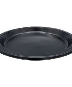 Genuine Joe Round Plastic Black Plates - 125 / Pack - Serving - Disposable - Black - Plastic Body - 500 / Carton