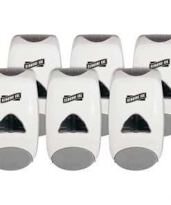 Genuine Joe Solutions 1250 ml Soap Dispenser - Manual - 1.32 quart Capacity - Soft Push - White - 6 / Carton