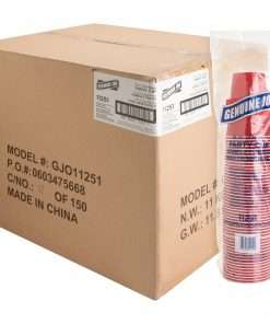 Genuine Joe Plastic Party Cups - 50 - 16 fl oz - 20 / Carton - Red - Plastic - Party, Cold Drink, Beverage