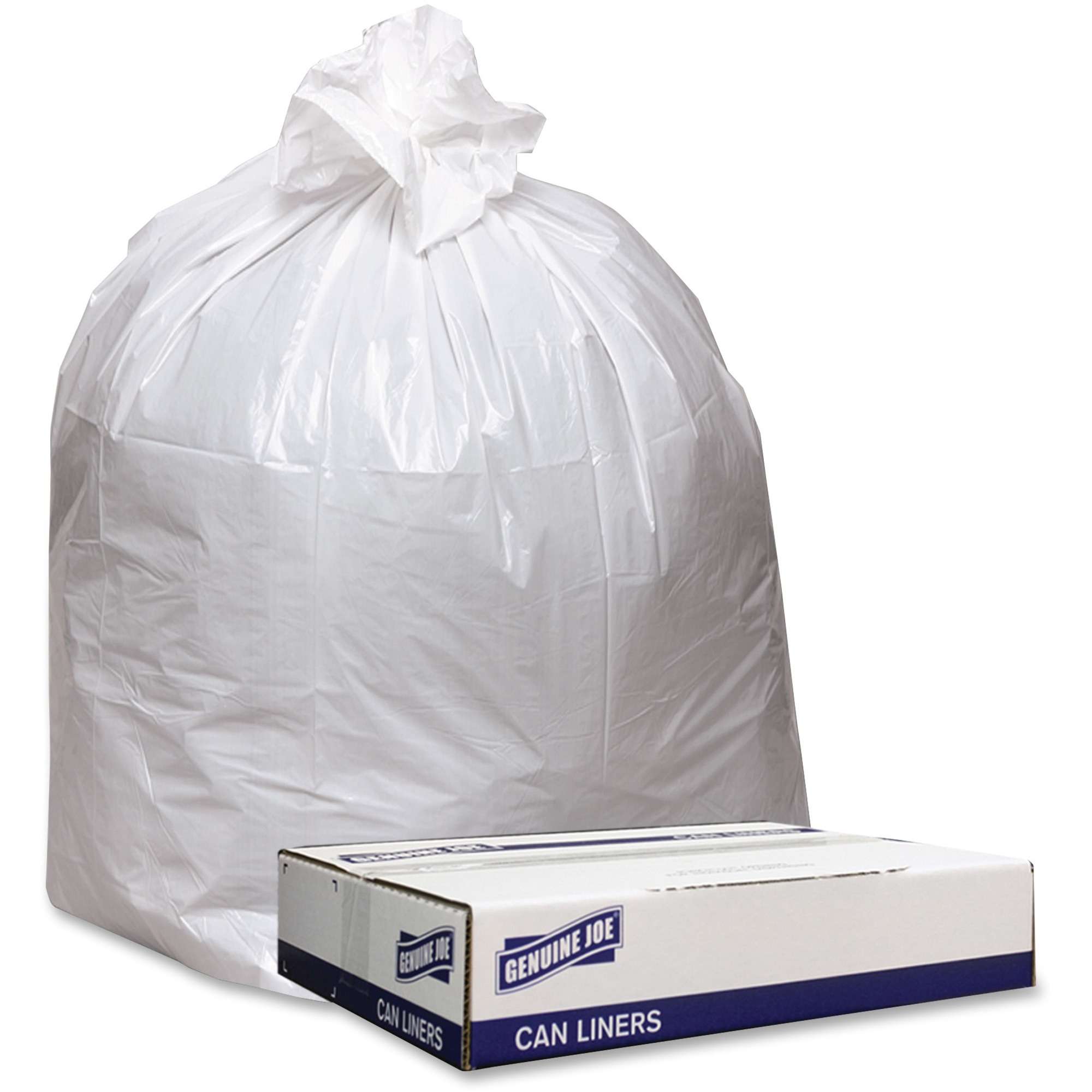 Genuine Joe Low Density White Can Liners - 33 gal Capacity - 33" Width x 39" Length - 0.90 mil (23 Micron) Thickness - Low Density - White - 100/Carton - Industrial Trash
