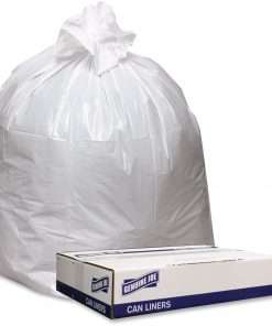 Genuine Joe Low Density White Can Liners - 45 gal Capacity - 40" Width x 46" Length - 0.90 mil (23 Micron) Thickness - Low Density - White - 100/Carton - Industrial Trash
