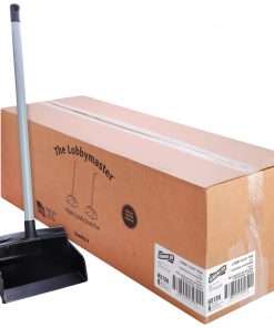 Genuine Joe Lobby Dust Pan - 12" Wide - 30" Handle - Plastic - Black - 6 / Carton