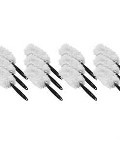 Genuine Joe Microfiber Handheld Duster - 10" Handle Length - 12 / Carton - White, Green