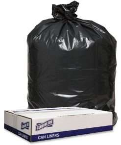 Genuine Joe Low Density Black Can Liners - 56 gal Capacity - 43" Width x 47" Length - 1.20 mil (30 Micron) Thickness - Low Density - Black - 100/Carton - Can