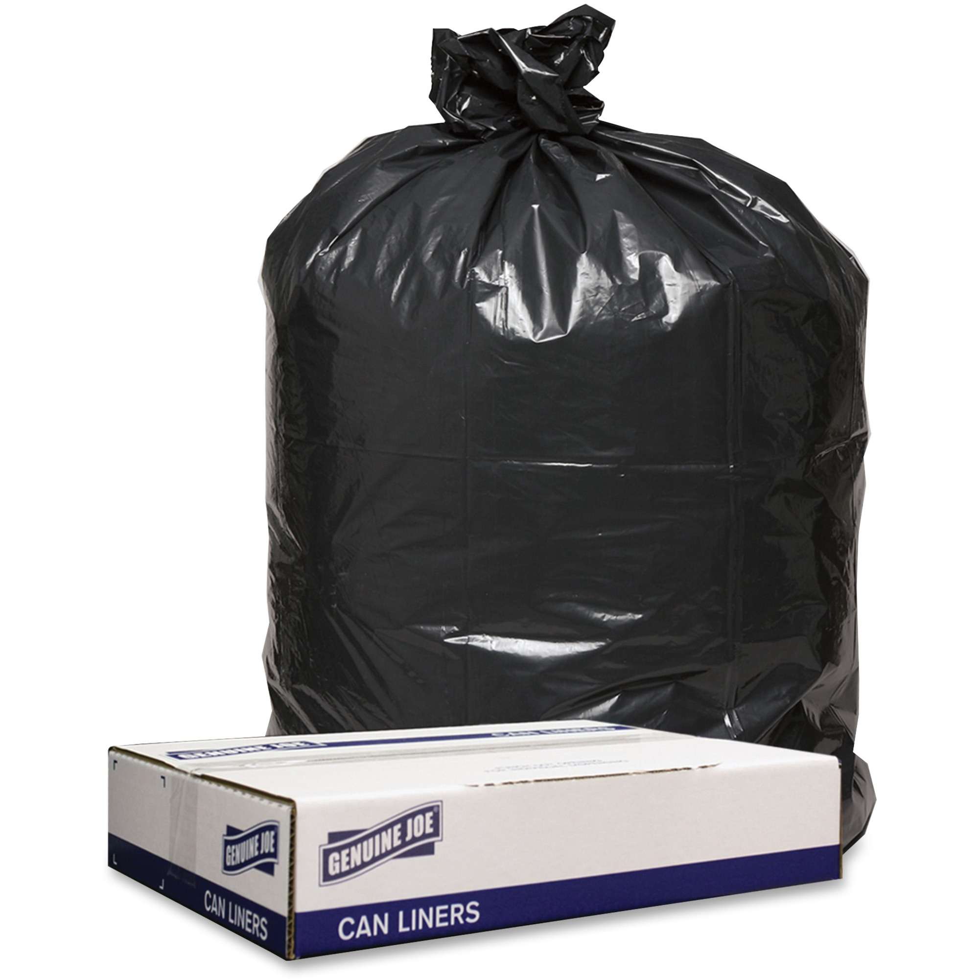 Genuine Joe Low Density Black Can Liners - 56 gal Capacity - 43" Width x 47" Length - 1.20 mil (30 Micron) Thickness - Low Density - Black - 100/Carton - Can